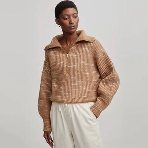 Varley Ridley Dalmation Half-Zip Knit in Golden Bronze/Egret